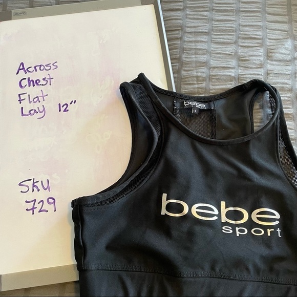 Bebe Sport  black silver racerback unpadded sports bra - Picture 4 of 4